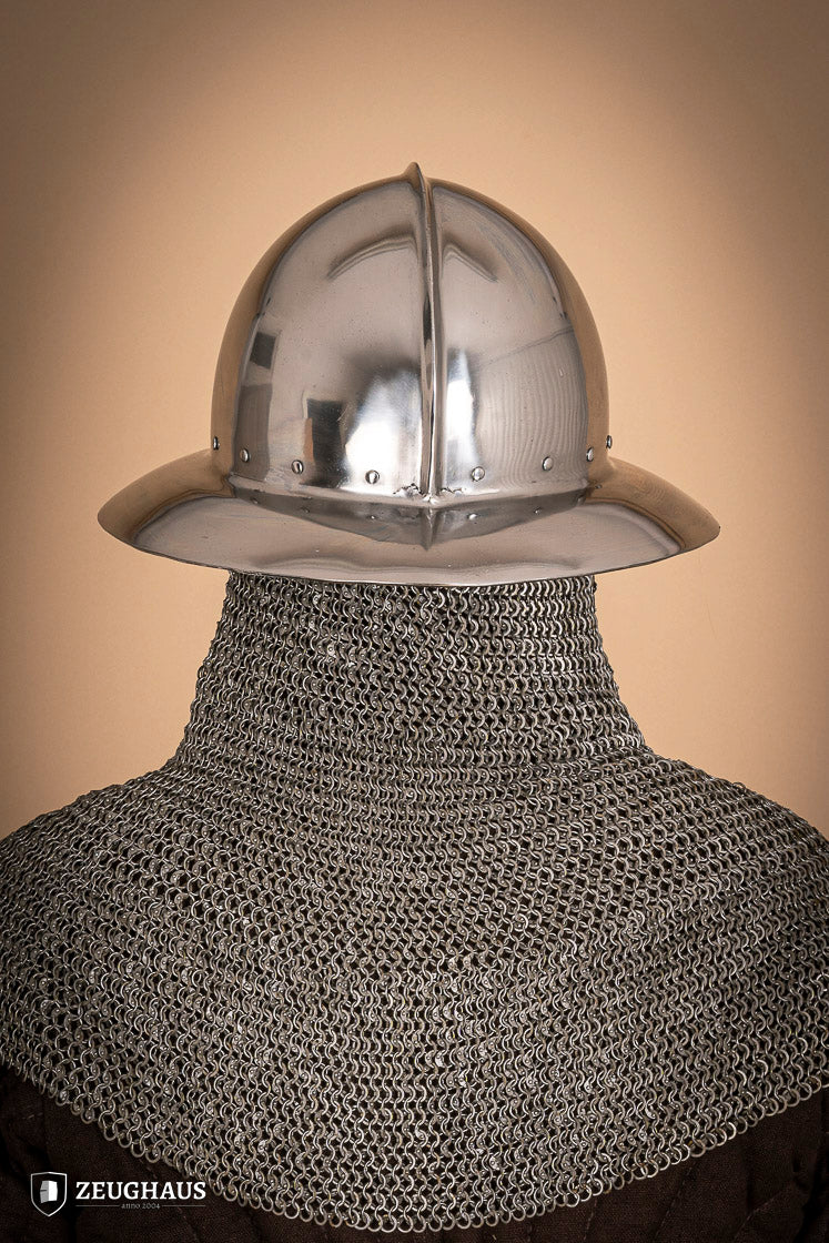 14th-15th Century Medieval Kettle Hat Helmet - 2mm Polished Steel - Authentic Reenactment & LARP Gear for Historical Battles and Cosplay