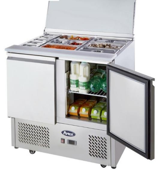 Atosa ESL3800 Commercial Two Door Sliding Lid Refrigerator - Perfect for Restaurants, Delis, and Salad Bars