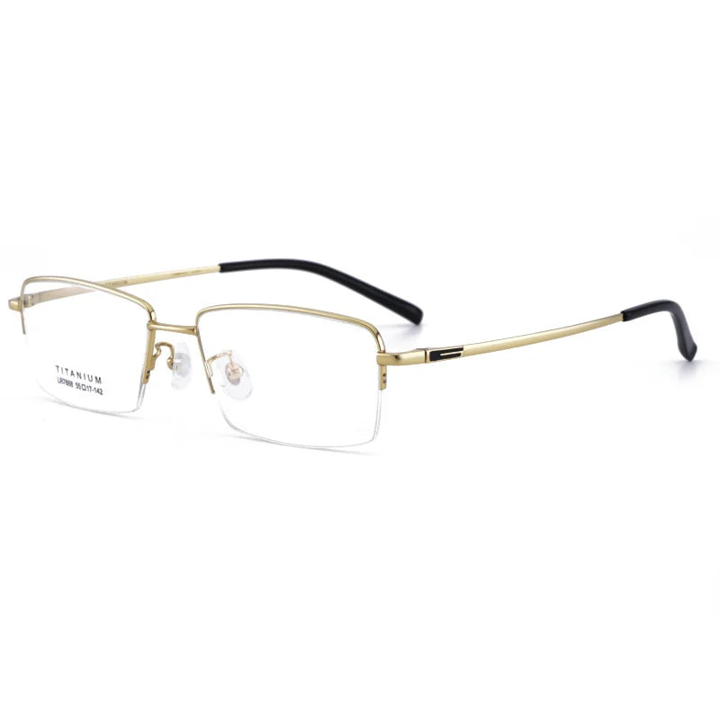Brightzone Unisex Semi-Rimless Square Titanium Eyeglasses 71457 – Lightweight & Durable Frames for Work, Reading & Everyday Wear
