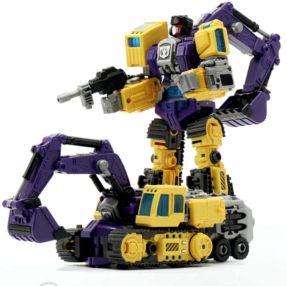 NBK Deformation Oversize 6-in-1 Combiner Robot Toy - Transformable Engineering Vehicle Action Figure Set (Devastator Style, Yellow) | STEM Learning Gift for Boys & Kids | Construction Play, Battle Scenes & Collectible Display