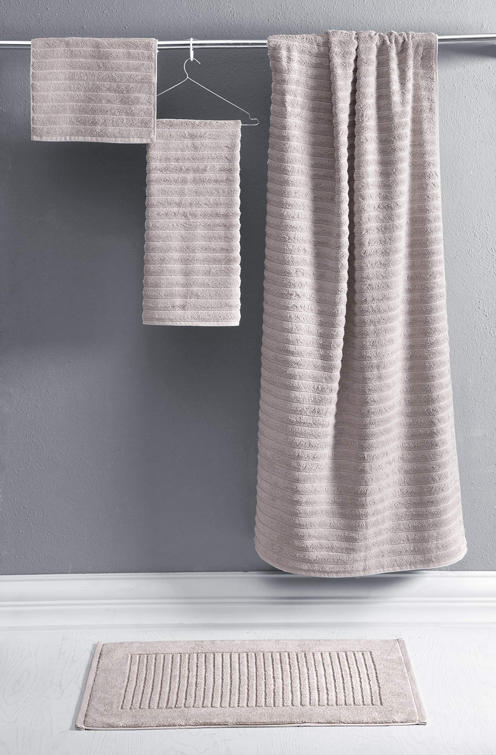 Premium 100% Cotton Turkish Bath Towels & Rugs Set - 2 Piece Ultra Absorbent Bathroom Mats, Soft & Quick-Drying, Machine Washable (20
