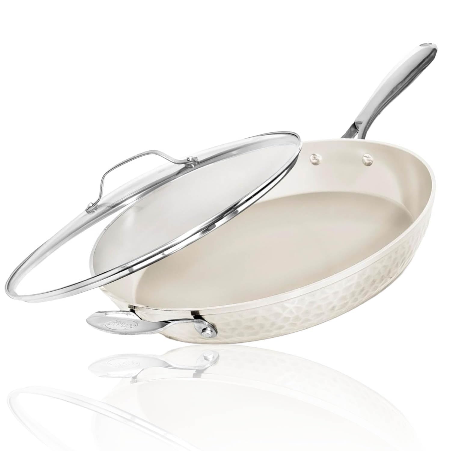 GOTHAM STEEL 14 Inch Non-Stick Ceramic Frying Pan with Lid - Induction Compatible, Oven & Dishwasher Safe - Healthy Non-Toxic Cookware for Sautéing, Frying & Baking - Perfect for Family Meals & Professional Cooking