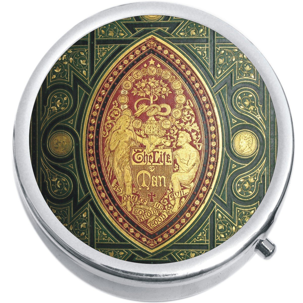 Vintage Pattern Medicine Pill Box - Portable Travel & Daily Use Pill Organizer for Men - Perfect for Home, Office, and Travel