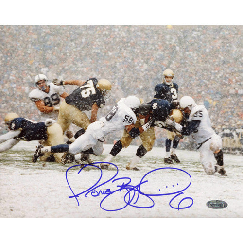 Jerome Bettis Autographed 8x10 Photo - Signed Football Memorabilia - Snow Game Tackle vs Penn State - Perfect for Pittsburgh Steelers Fans, Sports Collectors, and Man Cave Decor