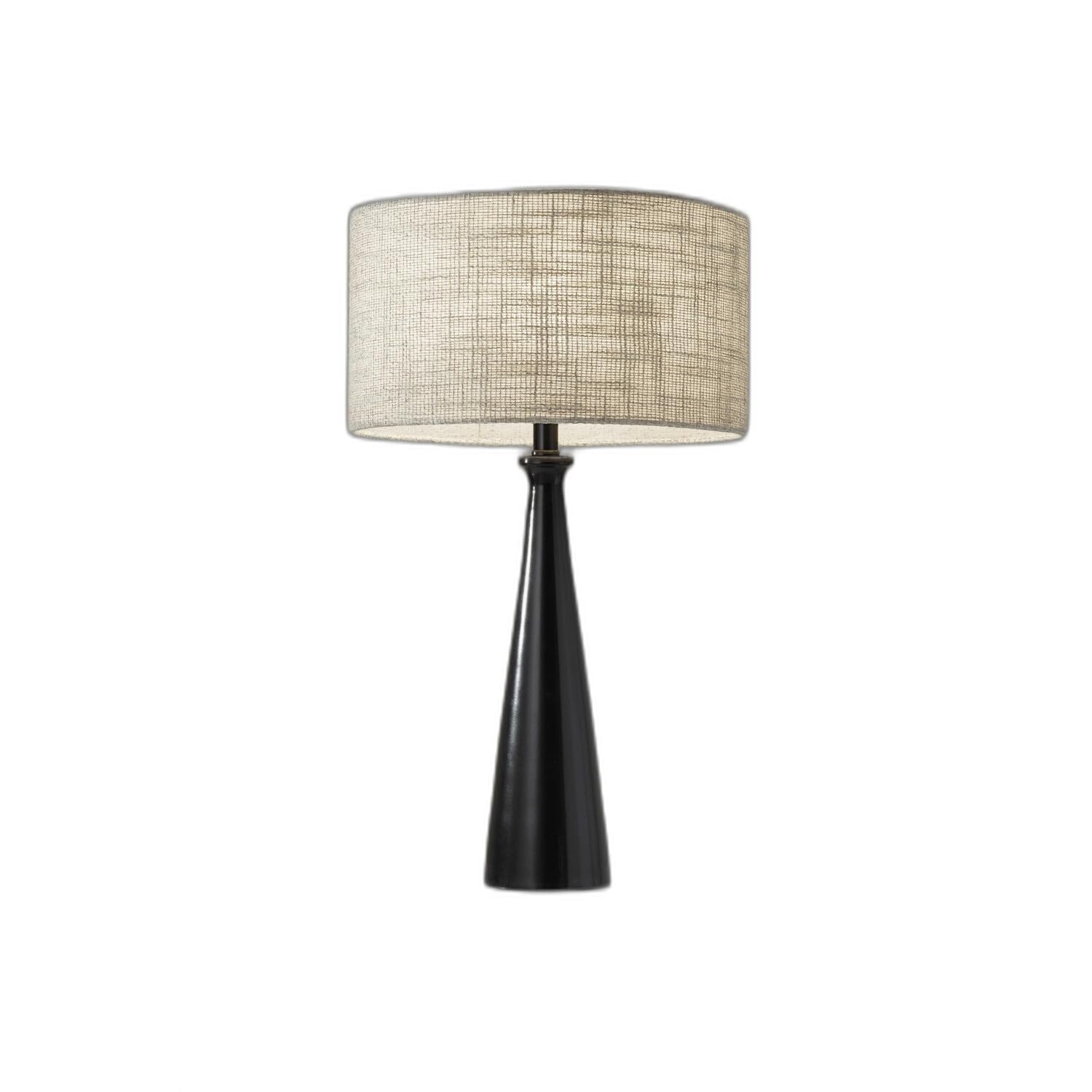 HomeRoots Black Metal Tapered Base Table Lamp - Modern Desk Lamp for Living Room, Bedroom & Office - Dimmable LED Lighting for Reading, Working & Decor