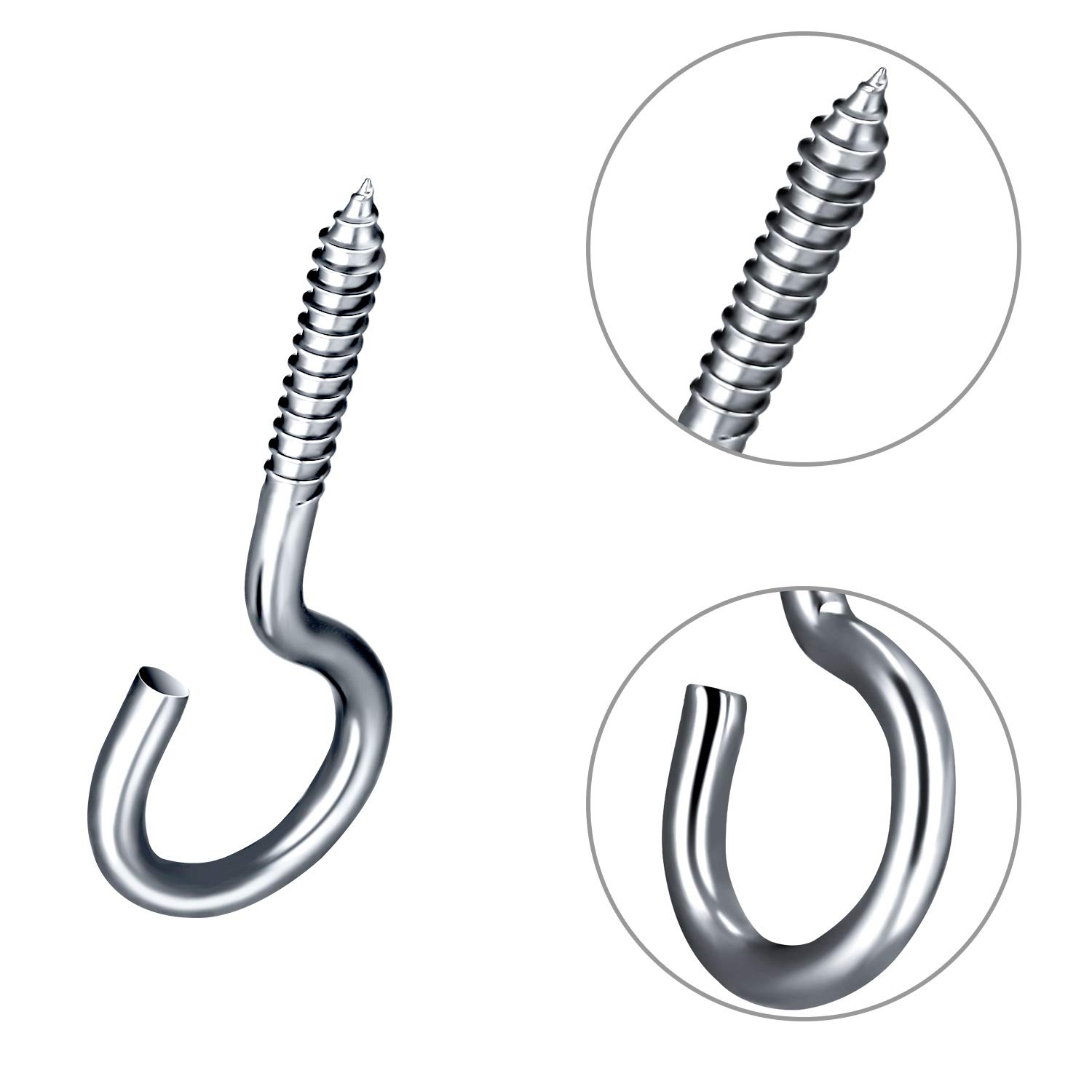 Mudder Christmas Light Hooks - 30 Pack Silver Screw Hooks for Outdoor String Lights, Fairy Lights, Ceiling & Garage Decor - Perfect for Christmas, New Year Party & Home Decoration