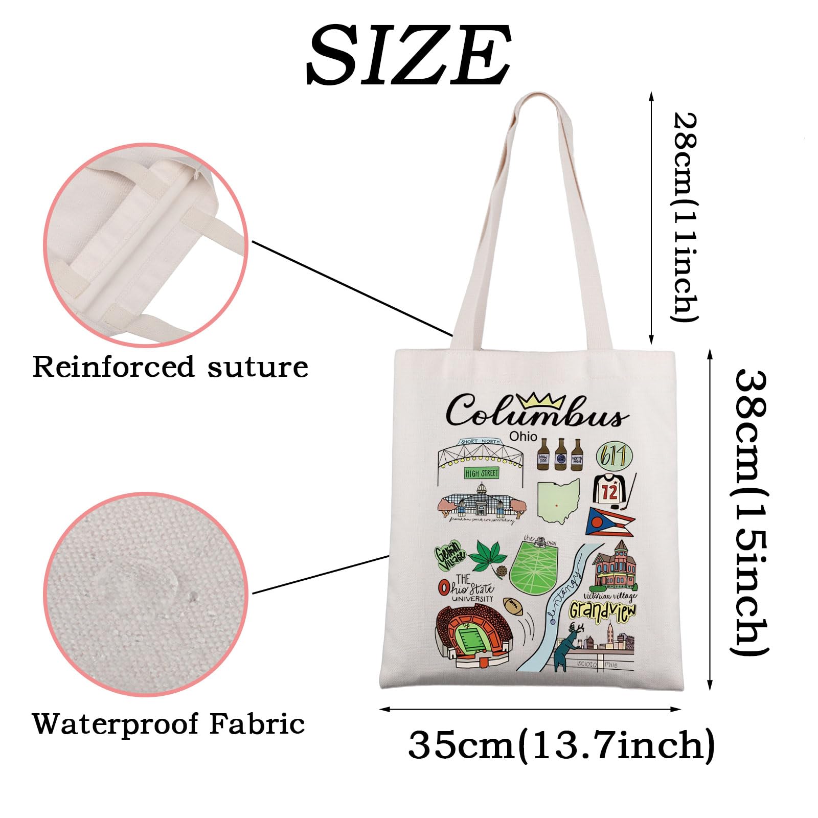 Columbus Ohio Tote Bag - Stylish Travel Souvenir & Shopping Bag with Columbus Skyline Design | Perfect for Groceries, Beach Trips & Ohio State University Gifts
