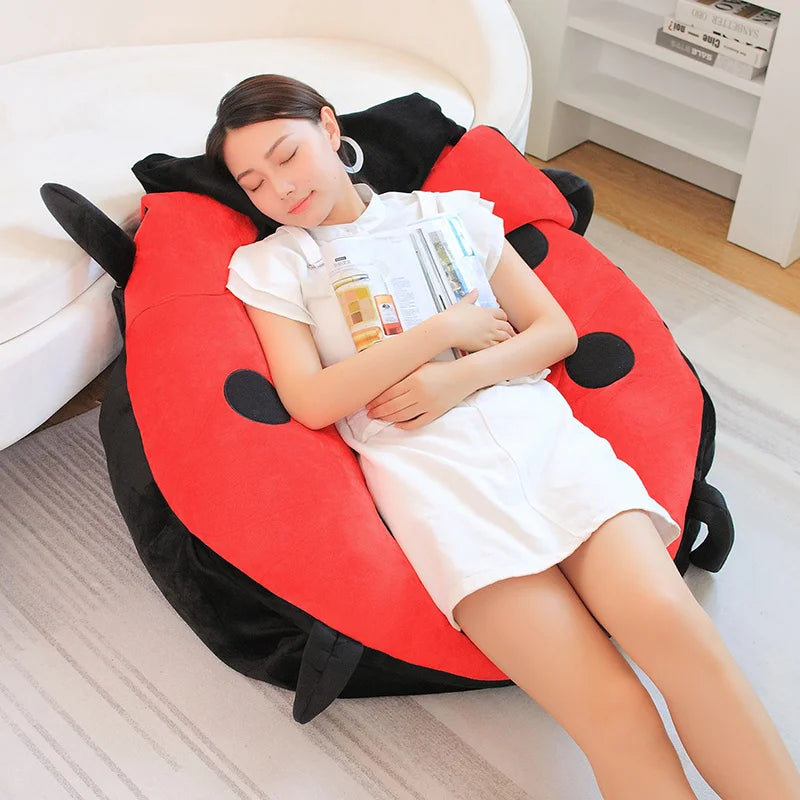 60/80/100cm Giant Ladybug Plush Pillow - Soft Stuffed Beetle Cushion for Kids, Cosplay & Home Decor | Perfect Christmas Gift for Insect Lovers (Use as Bed Pillow, Sofa Decor or Costume Prop)
