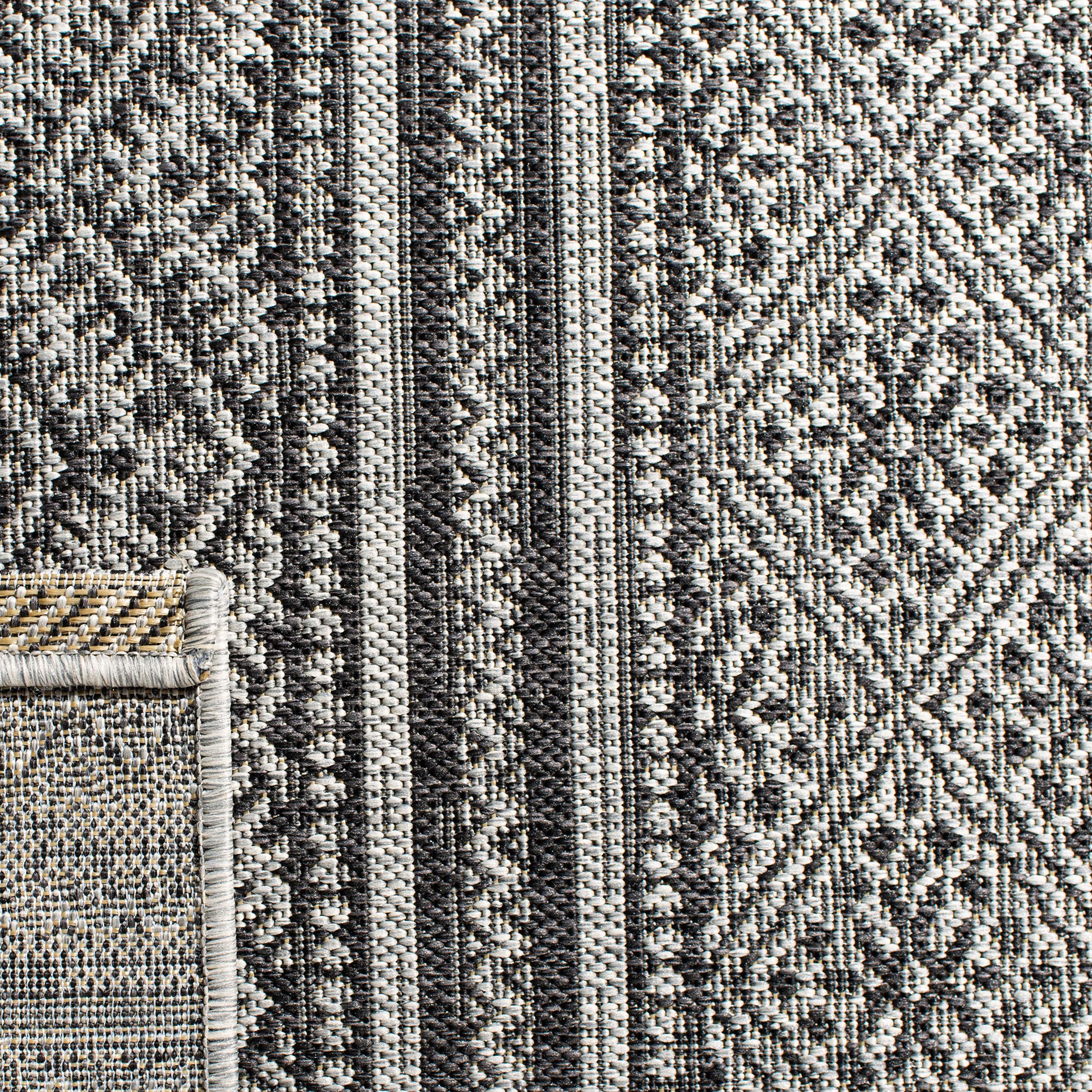 SAFAVIEH Courtyard Collection 8' x 10' Black & Grey Indoor Outdoor Waterproof Rug - Easy Clean, Stain Resistant for Patio, Backyard, Mudroom, Deck & Porch (Model CY8168)