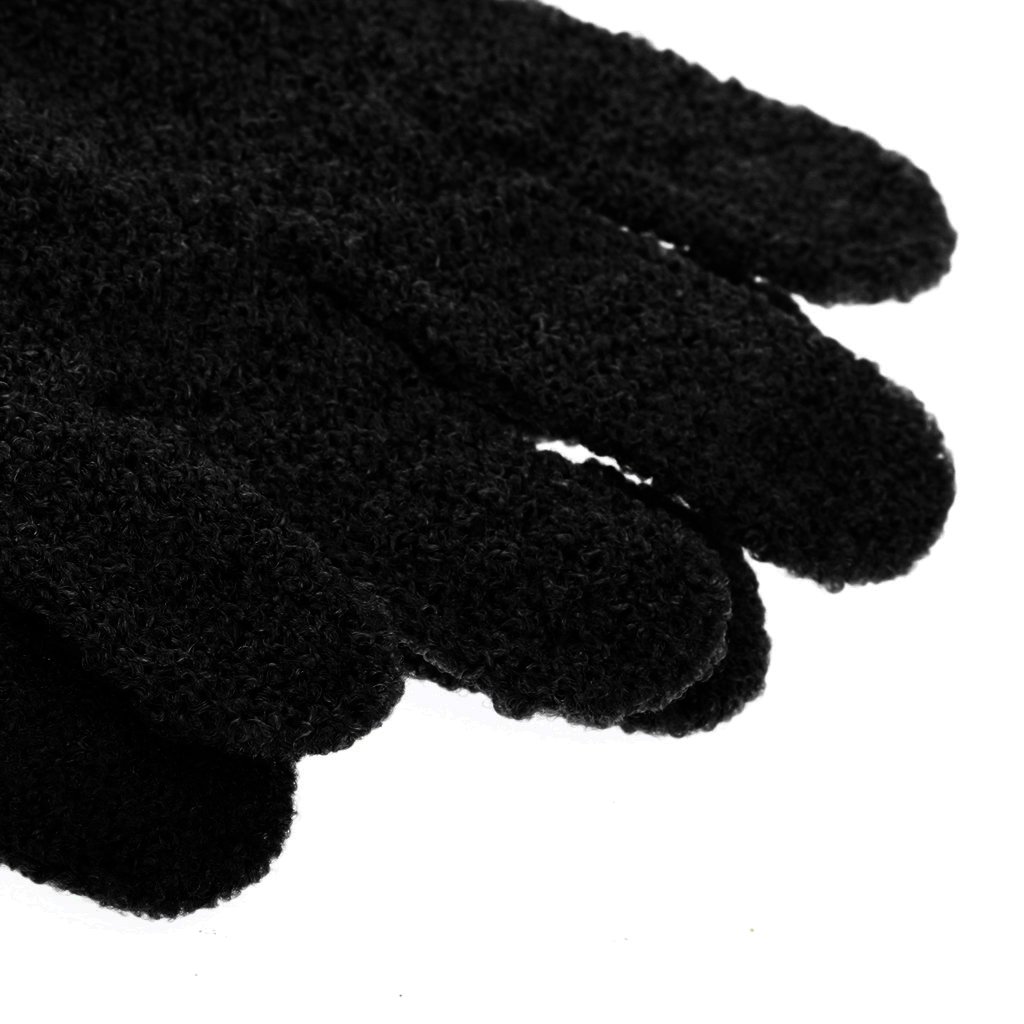 Exfoliating Bath Gloves (1 Pair) - Premium Shower Scrubber for Skin Care & Massage - Deep Cleansing & Dead Skin Removal - Black - Perfect for Spa, Home Use & Gift Giving