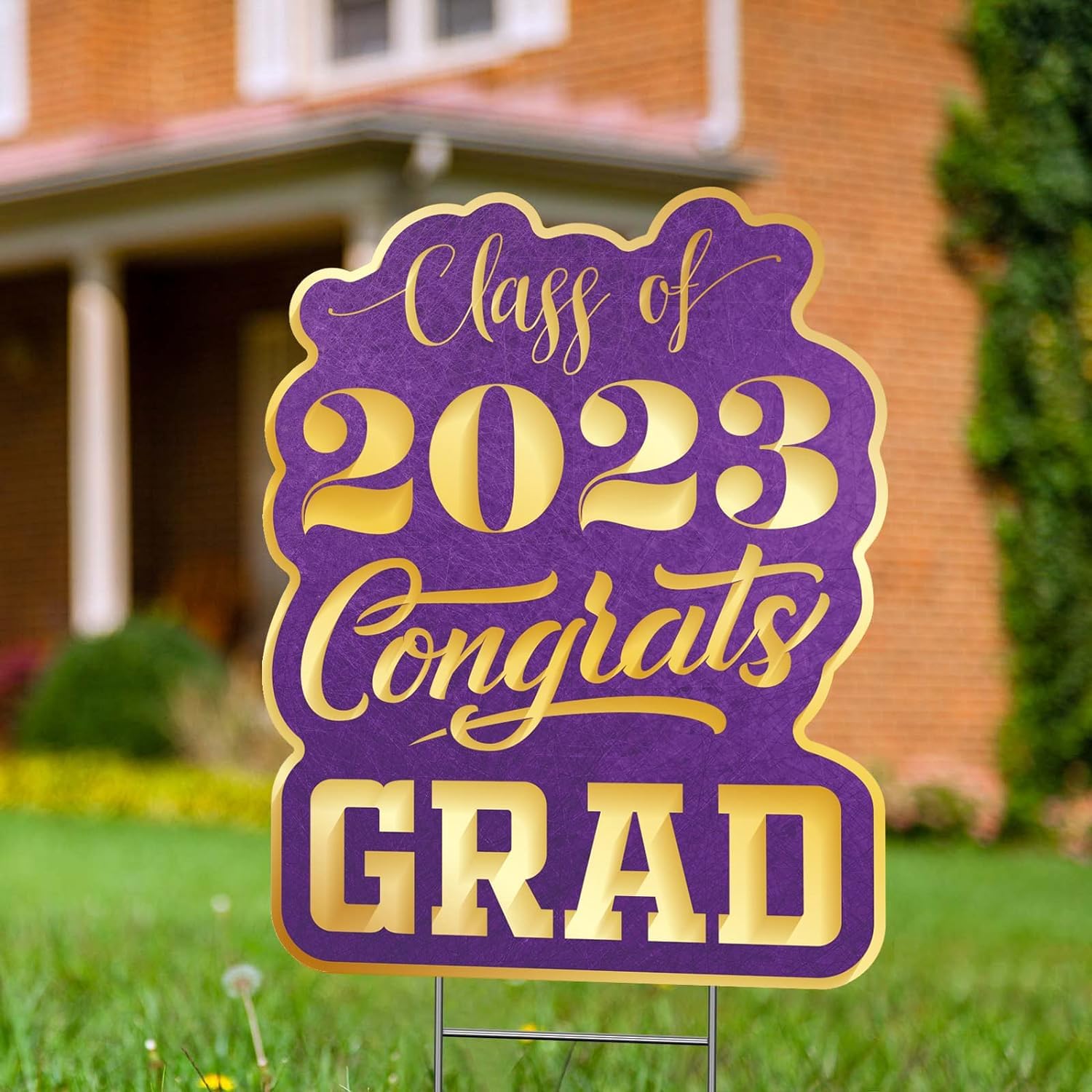 2023 Graduation Yard Sign - 17in Tall Outdoor Graduation Decor for Class of 2023 | Purple Graduation Party Decorations | Perfect for Backyard Celebrations, School Events & Photo Backdrops
