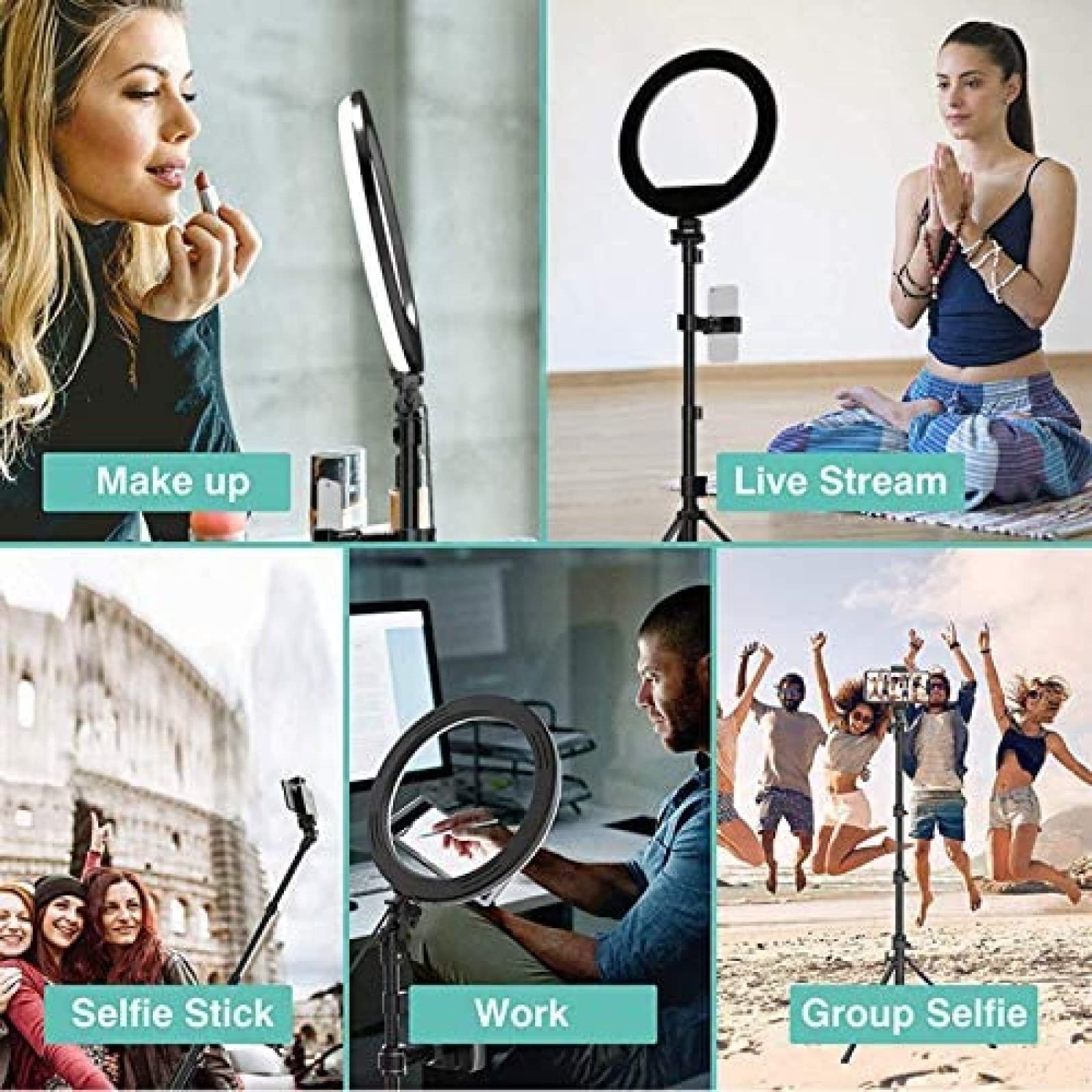 KRASS 12 Inch Selfie Ring Light with Tripod Stand & Phone Holder - Dimmable LED Ring Light with 3 Color Modes & 10 Brightness Levels - Perfect for YouTube Videos, TikTok Live Streaming, Vlogging, Makeup, Photography & Content Creation