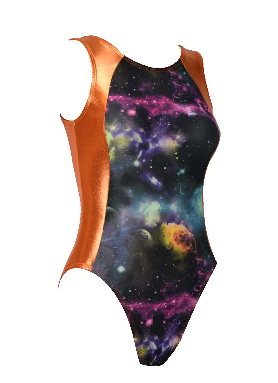Sookie Active Galaxy Leotard for Women - Stretchy Dance Leotard with Cosmic Print - Perfect for Ballet, Gymnastics, Yoga & Performance Wear