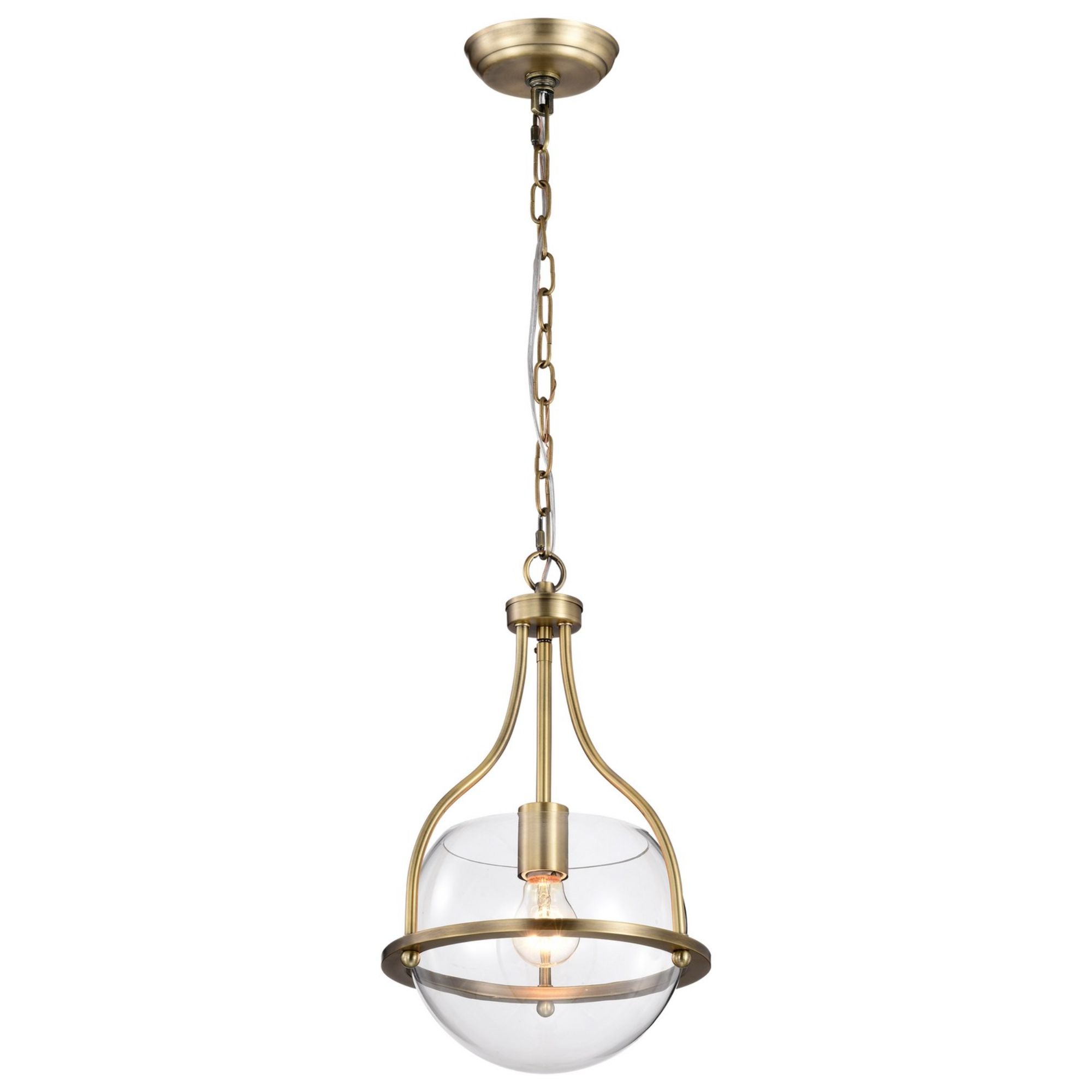 Vintage Brass 10-Inch Pendant Light - Amado Industrial Style Hanging Fixture for Kitchen Island, Dining Room, or Entryway Lighting