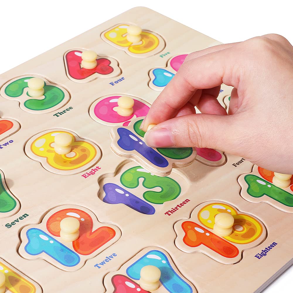 GRINNNIE Wooden Peg Puzzles for Toddlers - 6 Pack Educational Puzzle Set for Kids Ages 3-5 (Alphabet, Number, Shape, Animal, Dinosaur, Vehicle) | Preschool Learning Toys for Boys & Girls | Perfect for Classroom, Homeschool & Birthday Gifts