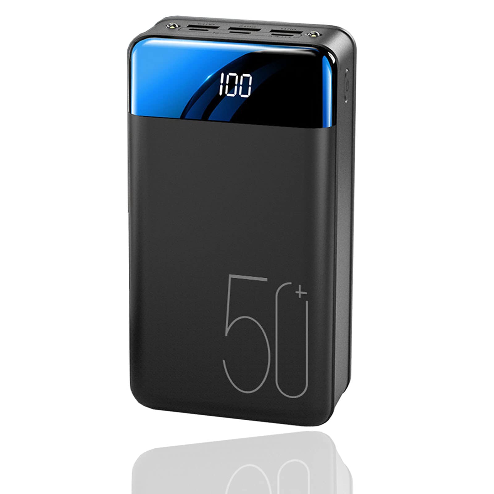 Brightviee 50000mAh Power Bank - Fast Charging Portable Charger with 3 Outputs, LED Display & Flashlight - High Capacity External Battery for iPhone, Android & More - Perfect for Travel, Camping & Emergency Power Backup