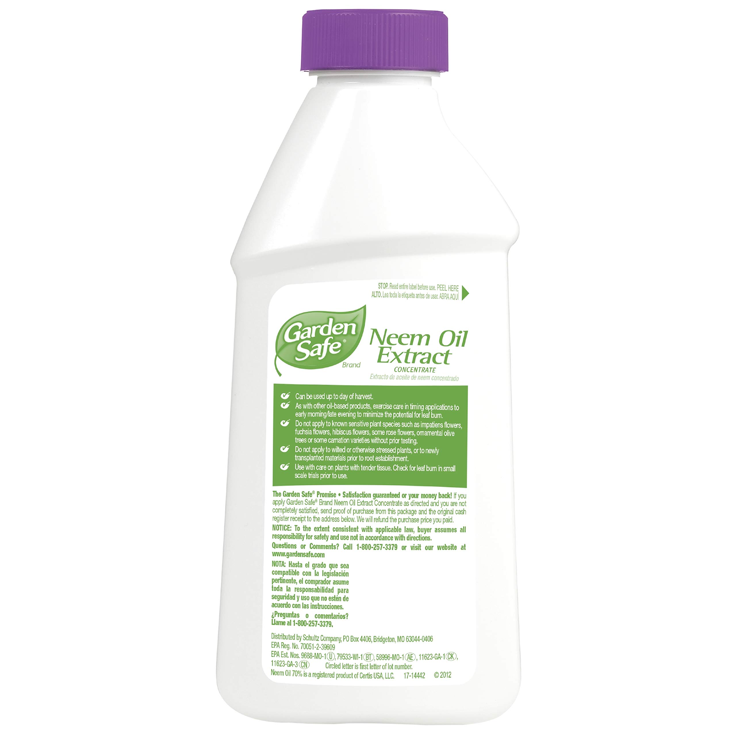 Organic Neem Oil Concentrate 16oz - Fungicide & Insecticide for Plants - Garden Safe Pest Control