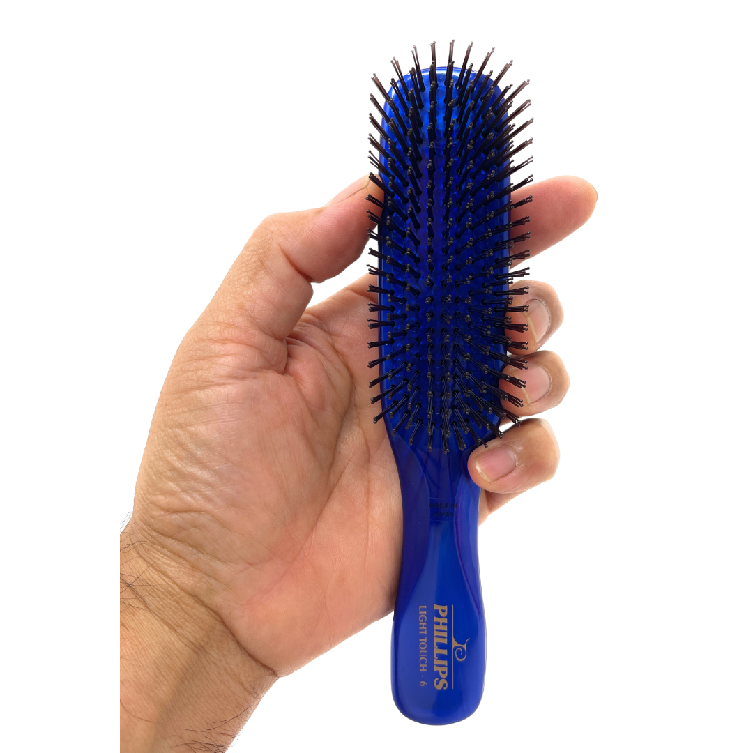 Philips Brush Light Touch 6 Gem Nylon Bristle Hair Brush - 9 Row Unisex Detangling Brush for Smooth & Shiny Hair | Perfect for Daily Styling, Salon Use & Travel