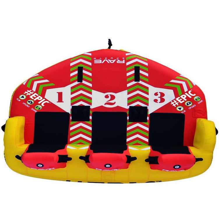 RAVE Epic 3 Person Towable Boat Tube - Heavy Duty Inflatable Water Tube for Lakes & Rivers - Perfect for Family Fun, Beach Parties & Summer Water Sports