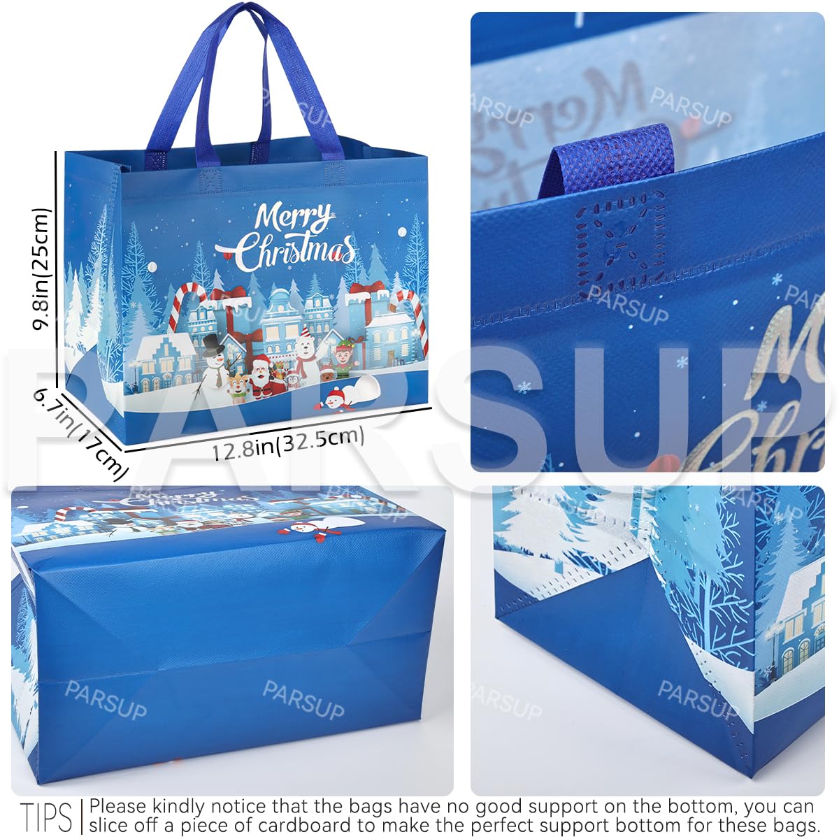 PARSUP Multifunctional Non-Woven Christmas Gift Bags with Handles - Holiday Party Favor Bags, Xmas Present Wrapping & Shopping Bags for Christmas Parties, Gift Exchanges & Holiday Decorations