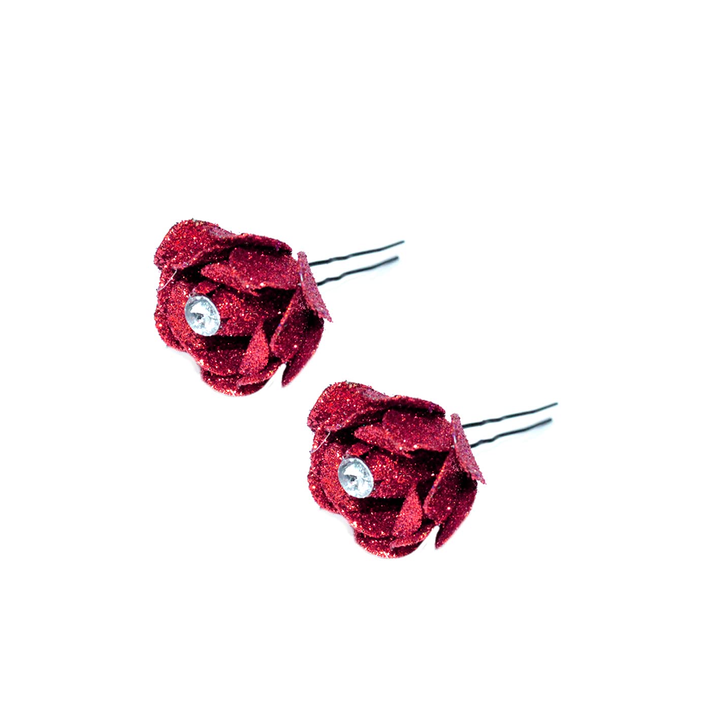 2 Pcs Artificial Rose Hair Bun Clips - Elegant Floral Hairpins for Women & Girls | Perfect for Weddings, Parties & Everyday Hairstyles (Style m9)