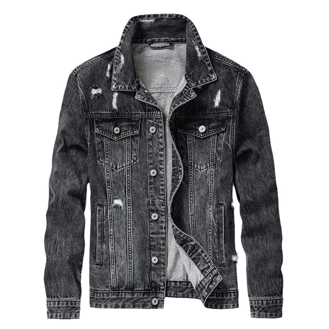 Men's Slim Fit Denim Jacket - Casual Blue Jean Jacket for Spring & Fall | Perfect for Outdoor Activities, Layering & Everyday Wear