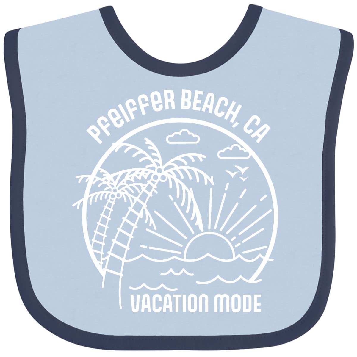Inktastic Summer Vacation Mode Pfeiffer Beach California Baby Bib - Soft Cotton Drool Bib for Infants & Toddlers - Perfect for Travel, Beach Trips & Everyday Use