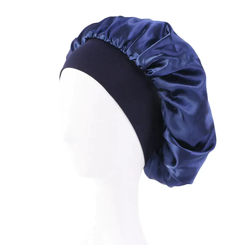 Silk Satin Sleep Cap for Women - Soft & Comfortable Night Hair Protection - Perfect for Curly Hair, Natural Hair & Bedtime Hair Care (Black) | Great for Travel, Spa & Beauty Routine
