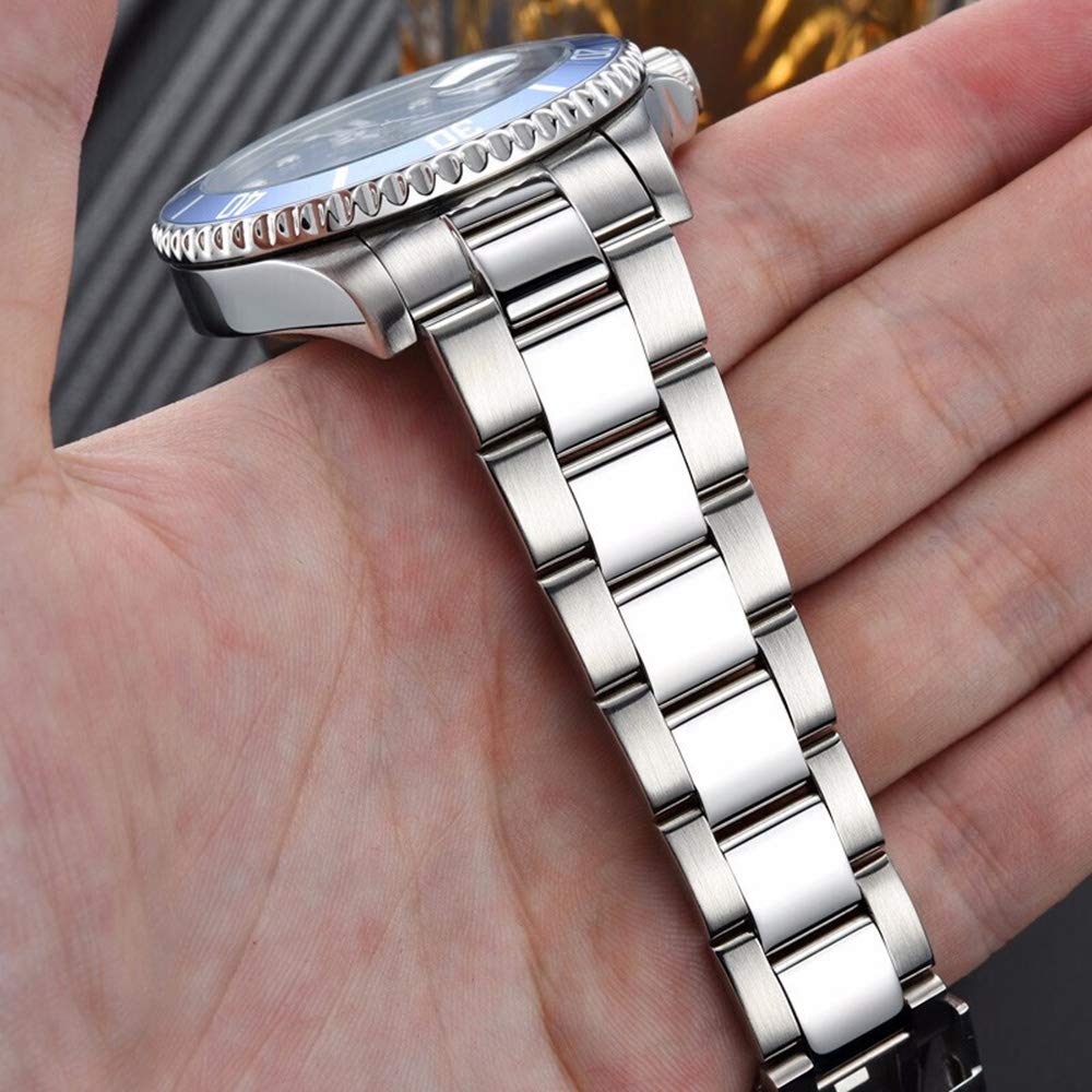 MASTOP Men's Automatic Watch - Classic Rotating Bezel Stainless Steel Diver Watch with Date Window | Luxury Dress Wristwatch for Business & Formal Occasions | Waterproof Sports Watch for Swimming & Diving (Silver Black)