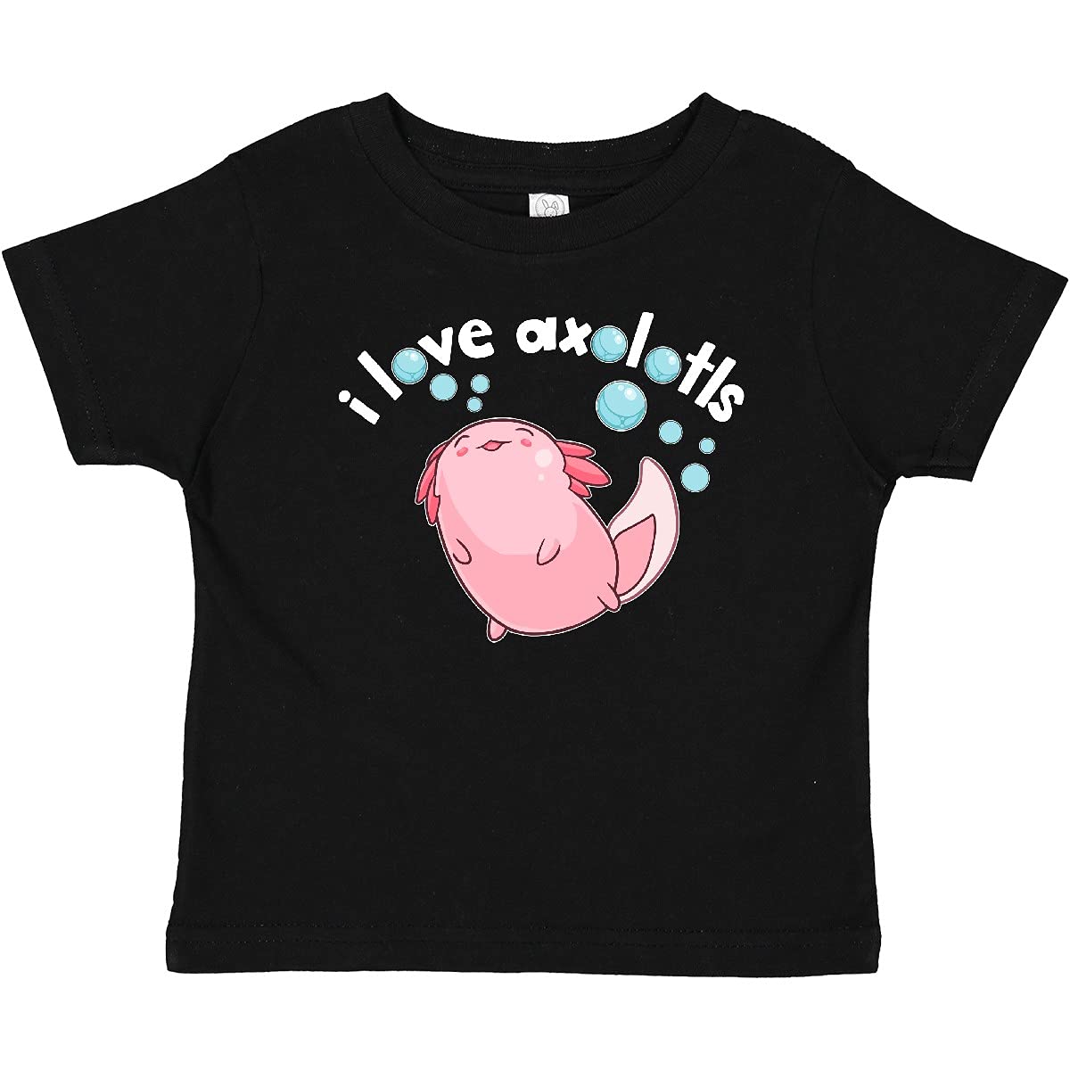 Inktastic I Love Axolotls with Bubbles Baby T-Shirt - Cute Axolotl Graphic Tee for Infants & Toddlers - Perfect for Playdates, Daycare & Family Photos
