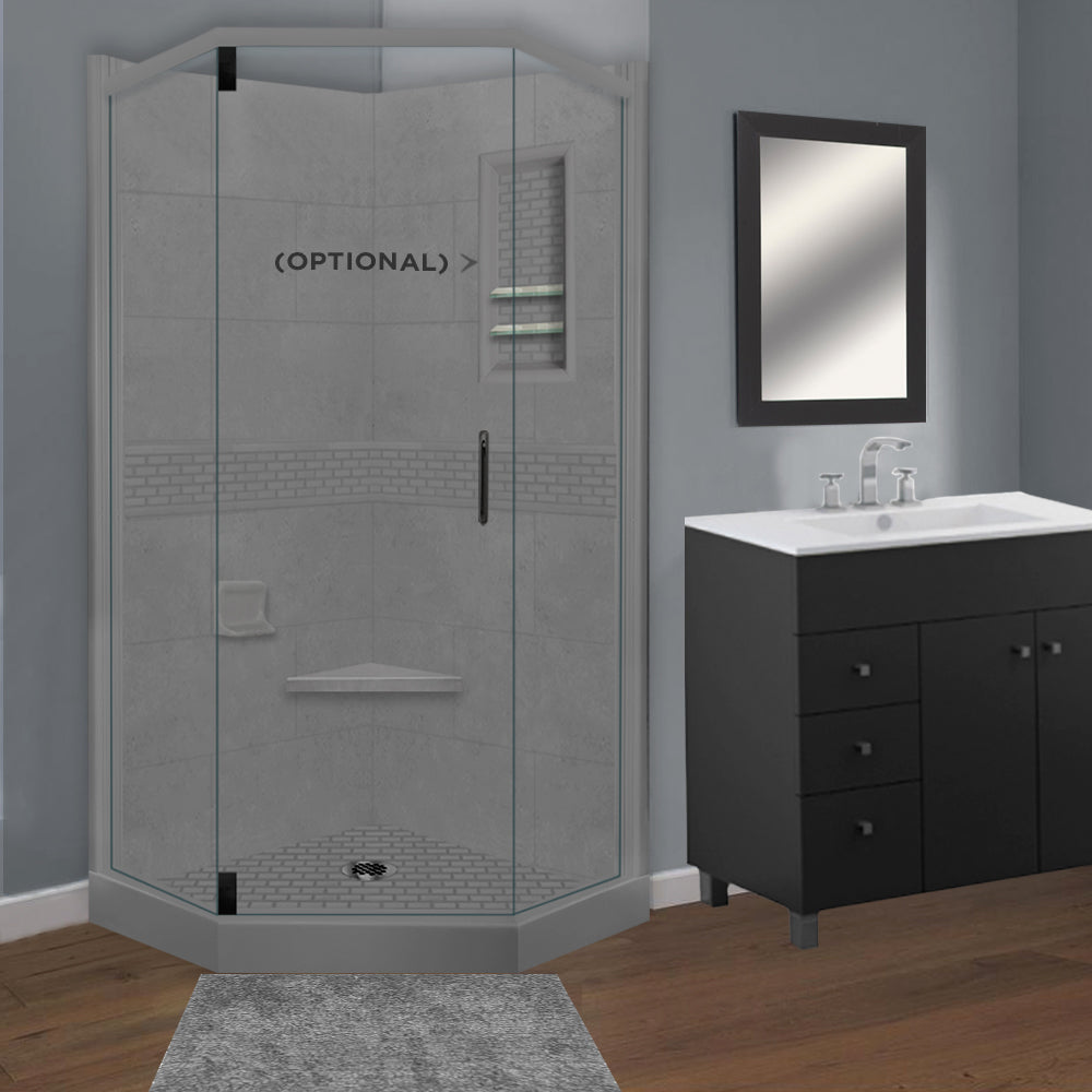 Neo Angle Wet Cement Sistine Stone & Classic Stone Accent DIY Shower Remodel Kit - Waterproof Bathroom Tile Backsplash for Modern Home Renovation