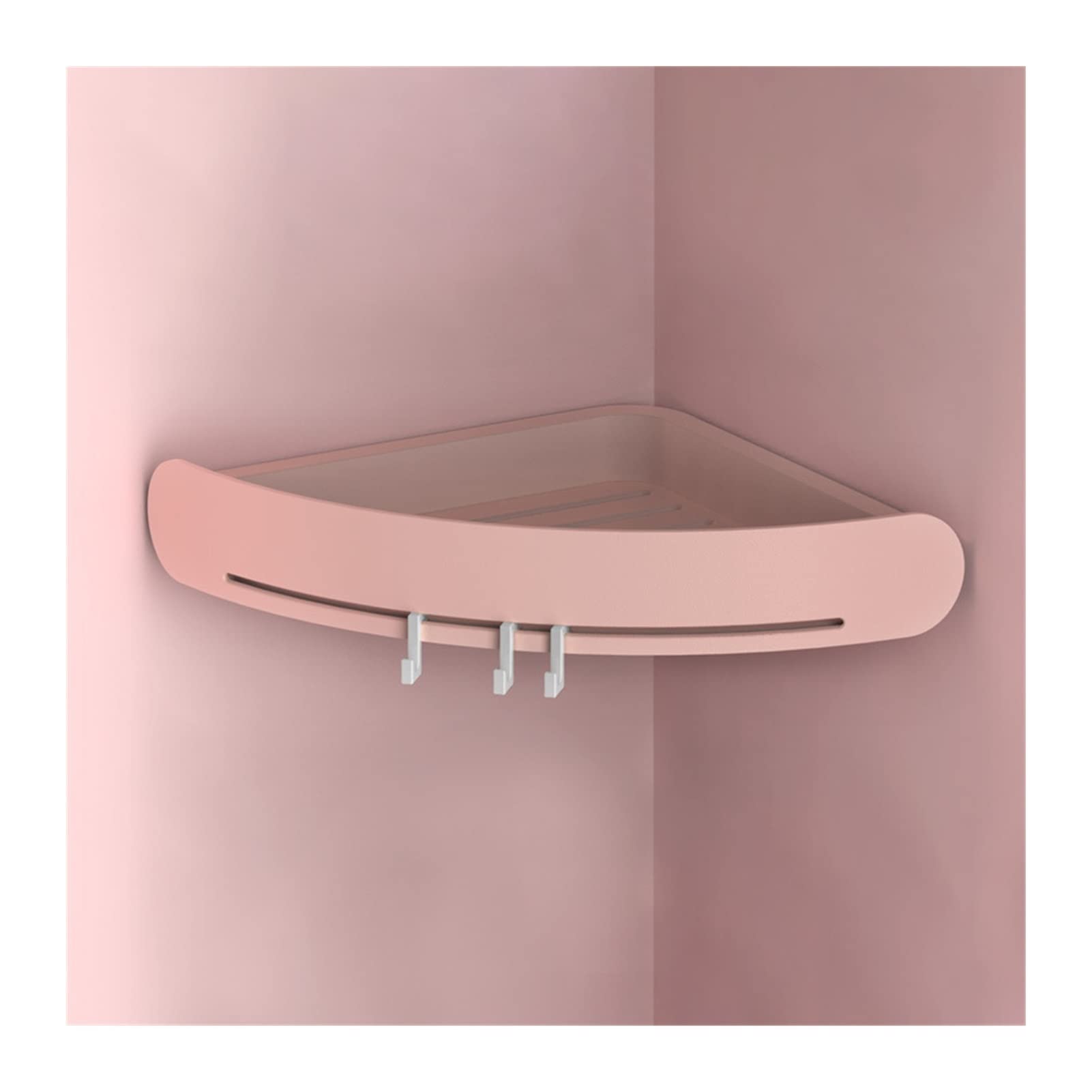 YYYHD Floating Shelves Wall Mounted - Plastic Bathroom Shelf Organizer, Corner Shower Storage Caddy for Shampoo & Toiletries - Space Saving Snap Up Design (Pink) - Perfect for Small Bathrooms, Showers & Kitchen Organization