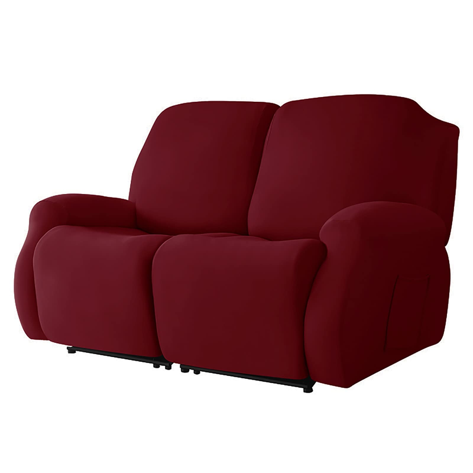 6-Piece Elastic Recliner Sofa Cover Set - All-Inclusive Slipcover for 2-Seater Couch, Reclining Chair & Lounger - Washable Furniture Protector (Red) - Perfect for Living Room, Home Theater & Family Gatherings