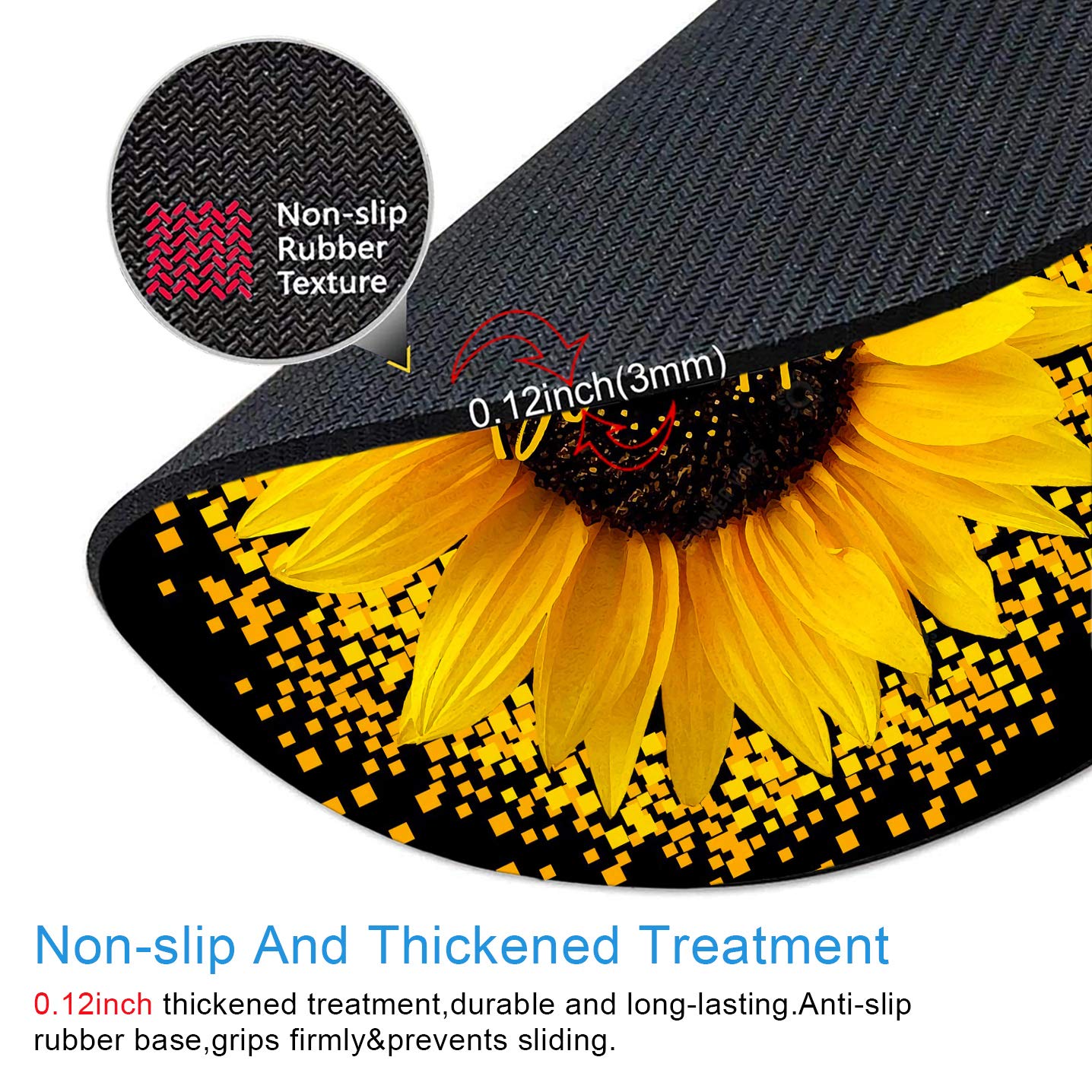 IMAYONDIA Round Mouse Pad with Sunflower & Butterfly Design - Non-Slip Rubber Base for Office & Laptop - 7.9 x 7.9 Inch Yellow Flower Mouse Mat with Inspirational 'Be Happy' Quote - Perfect for Work, Gaming & Home Office Use