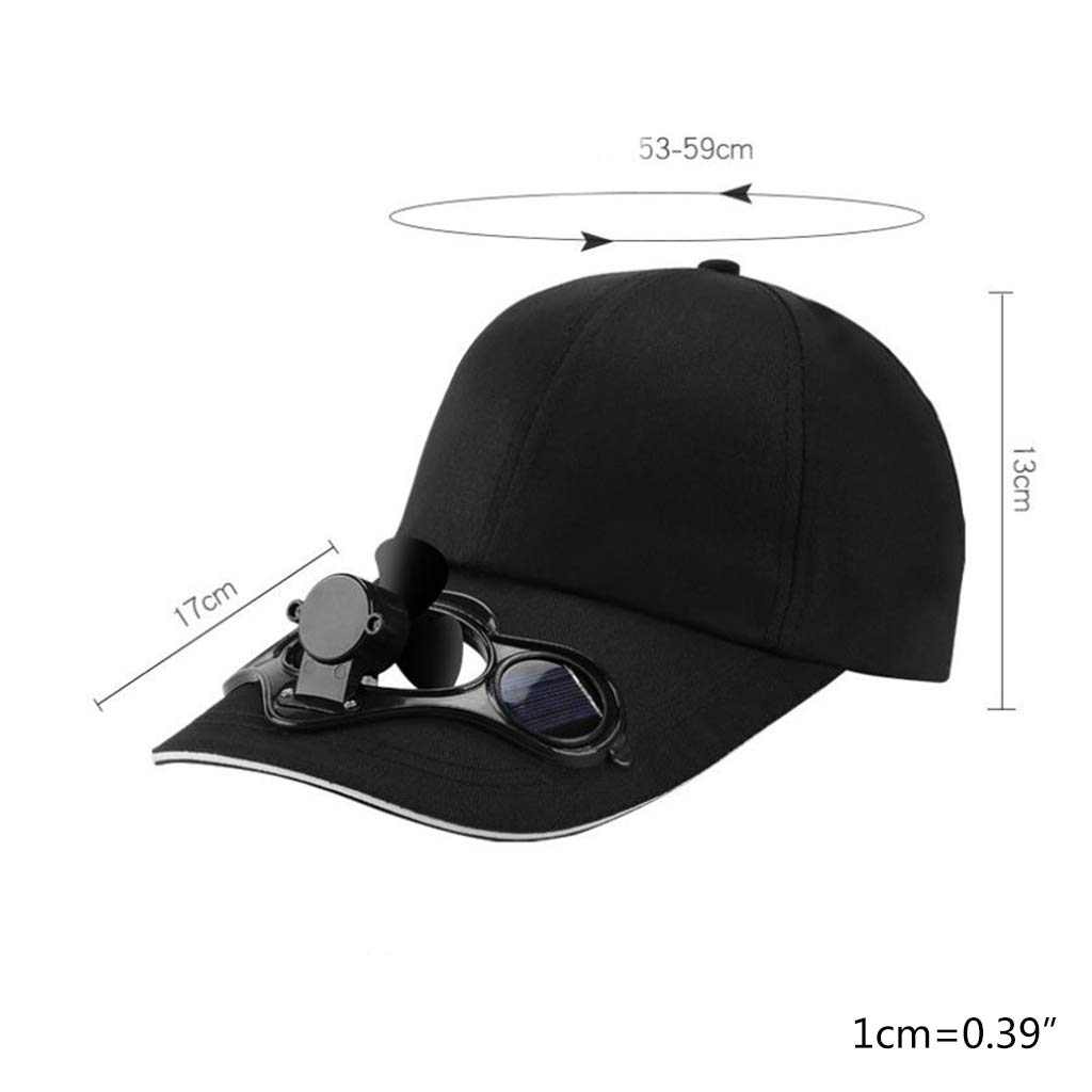 IOOOFU Solar Powered Cooling Fan Baseball Cap - Adjustable Sun Visor Hat for Men & Women, UV Protection, Outdoor Sports, Hiking, Fishing & Summer Activities (Dark)
