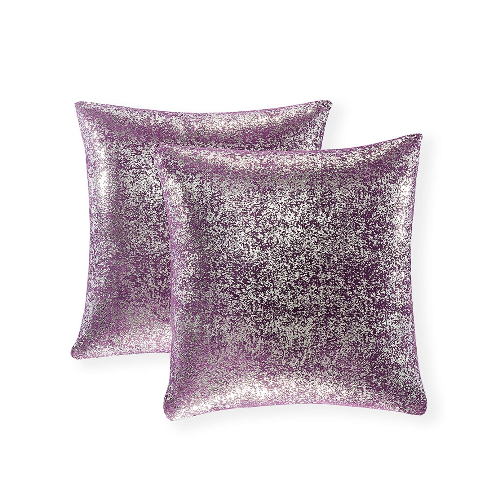 Xinrjojo 2-Pack 24x24 Inch Decorative Throw Pillow Covers - Silver Lavender Purple Square Cushion Cases for Sofa, Couch, Chair & Bedroom - Home & Car Decor Accessories
