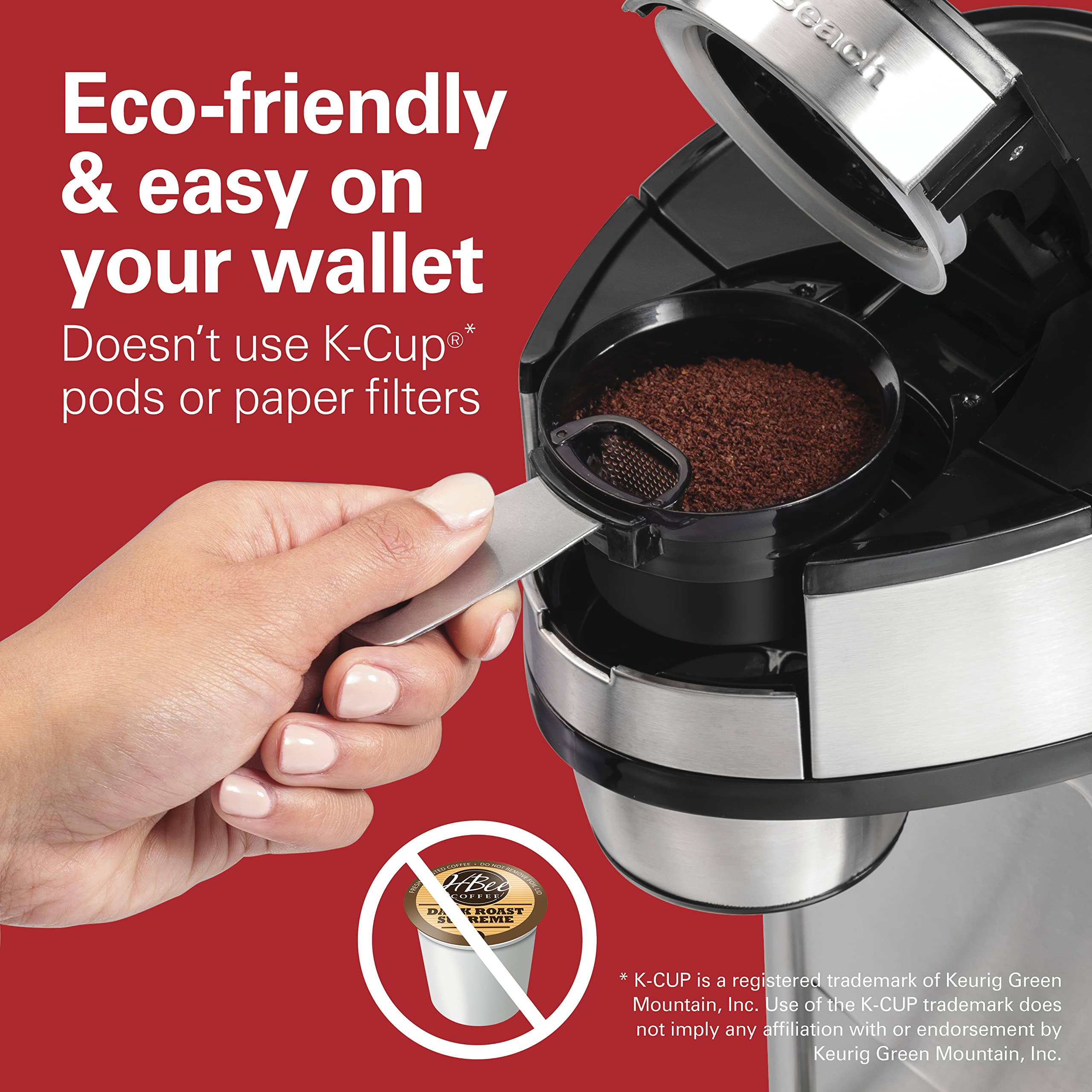 Hamilton Beach The Scoop Single Serve Coffee Maker - Fast Brewing for 8-14oz Cups, Stainless Steel Coffee Brewer - Perfect for Home, Office & Dorm Use