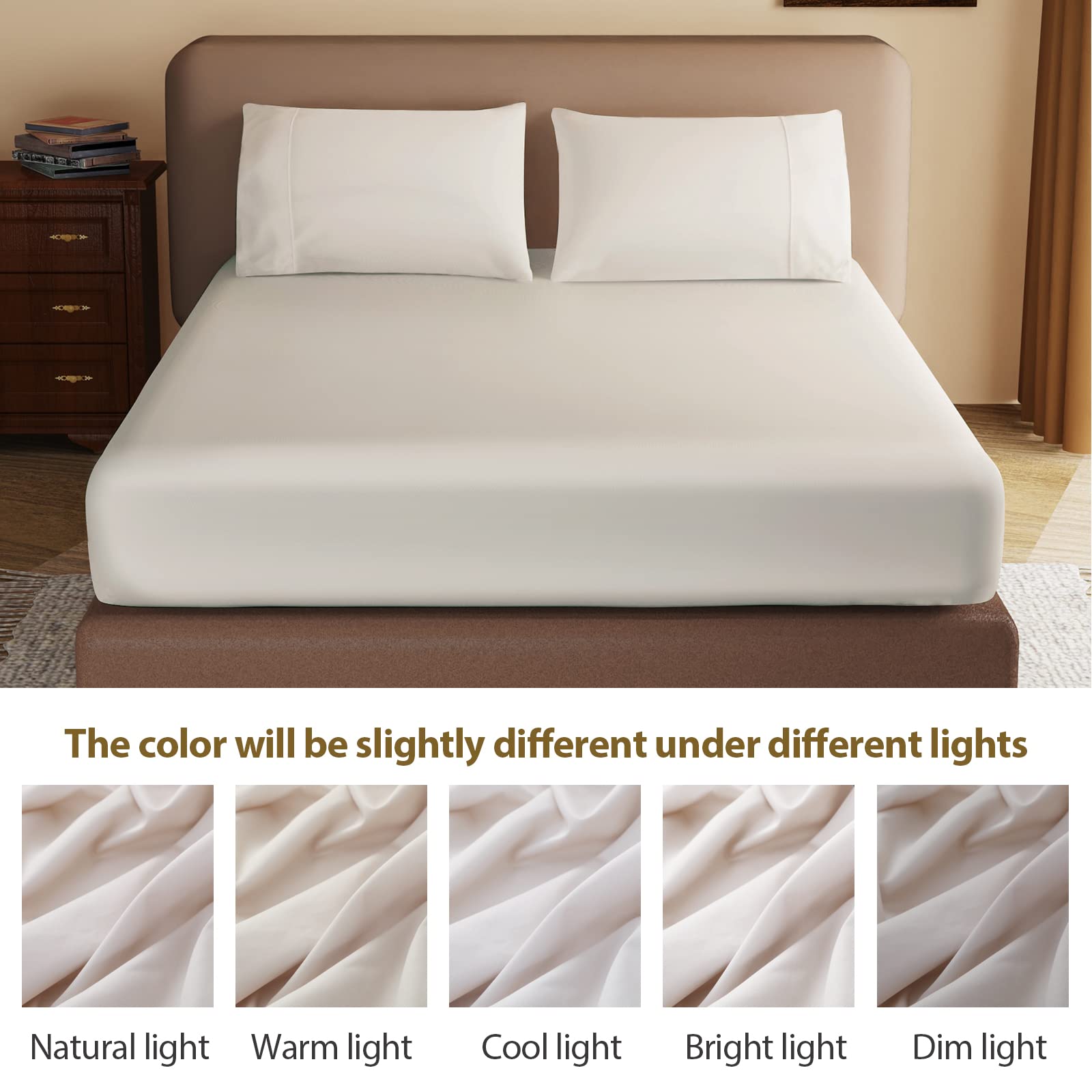 Premium 600 Thread Count 100% Egyptian Cotton Fitted Sheet - Queen Size Deep Pocket (8-16