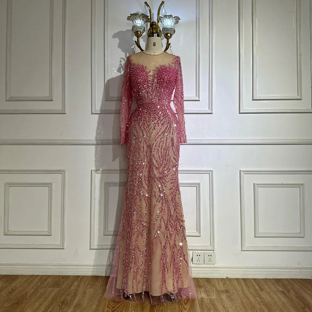 Elegant Beaded Pearl Mermaid Evening Gown for Women - Luxury Dubai Arabia Style Wedding & Party Dress 2025 | Perfect for Formal Events, Galas & Special Occasions