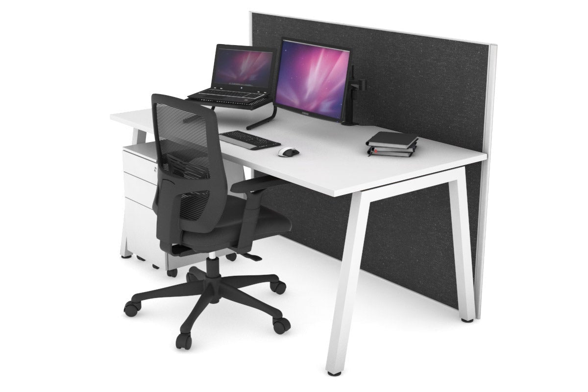 Horizon Quadro A Legs Office Desk - 1600L x 800W with Cable Management Scallop | Modern Workstation for Home Office, Study Room & Small Business Spaces