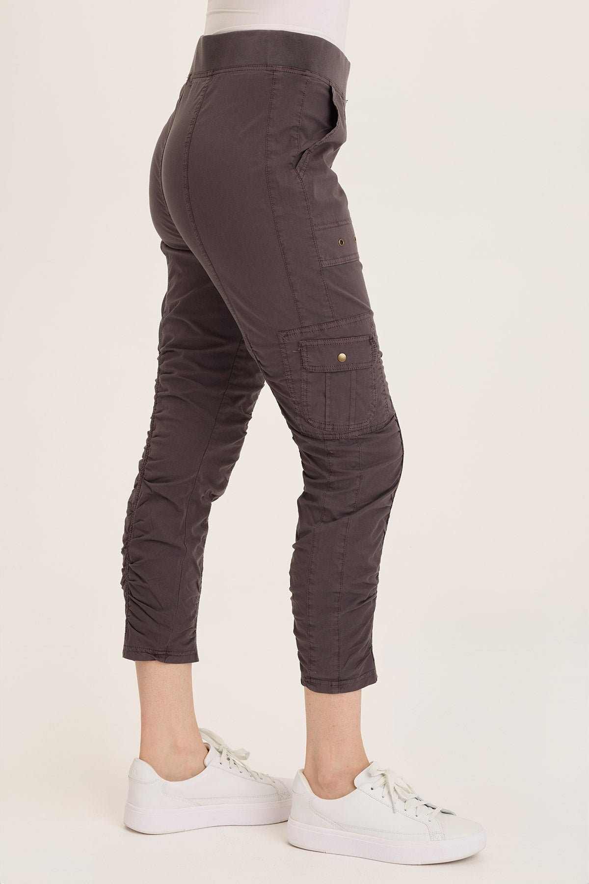 Tilton Stretch Poplin Ruched Skinny Pants for Women - High Waisted Slim Fit Trousers with Elastic Waistband | Perfect for Office, Business Casual & Everyday Wear