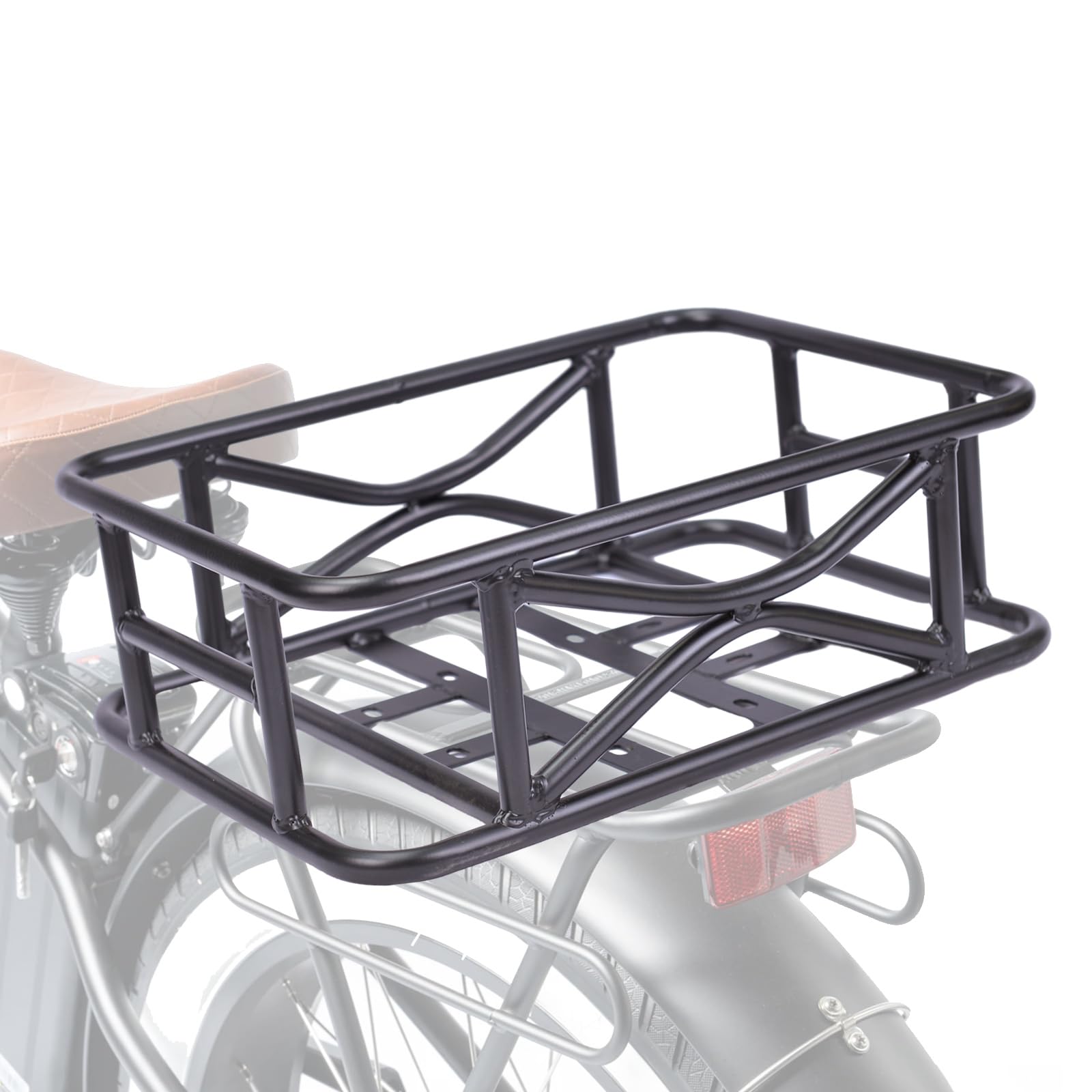 Heavy Duty Metal Rear Bike Basket for Electric Bicycle - Large 17.3x13x6 Inch Cargo Carrier for Pets, Groceries & Sports Gear - Perfect for Commuting, Shopping & Outdoor Adventures