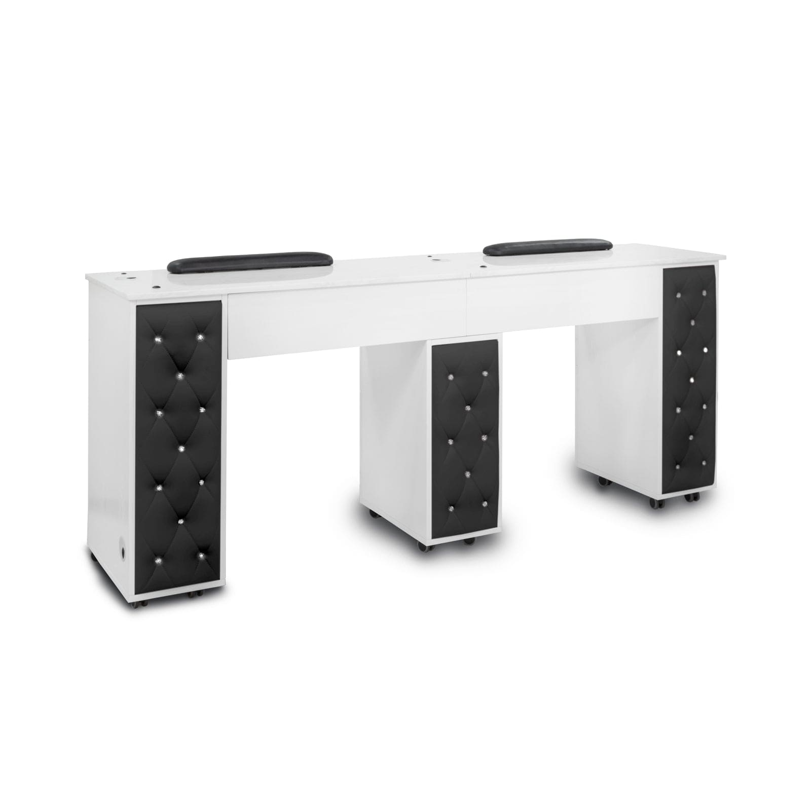 Drexel Tufted Double Manicure Table - Professional Salon Nail Station for Pedicures & Manicures - Perfect for Nail Salons, Spas & Home Use