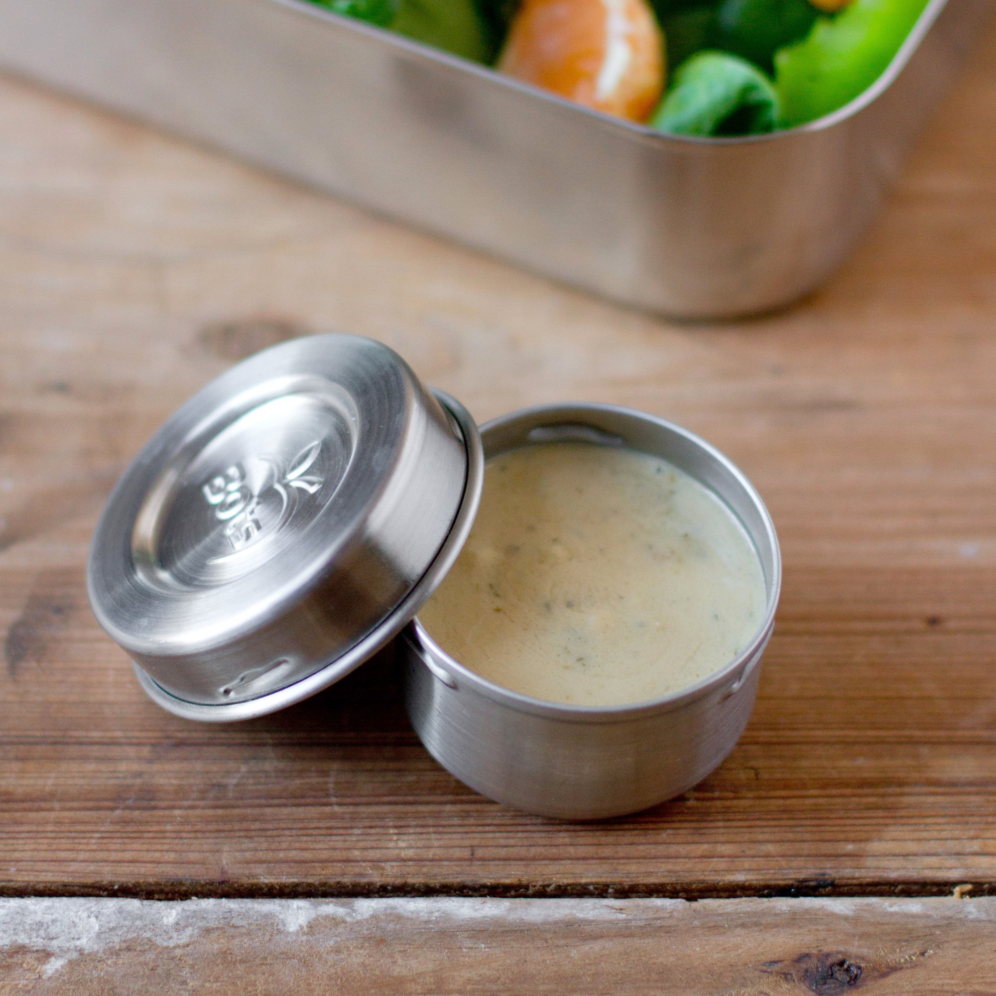 LunchBots Tiny Dips Stainless Steel Condiment Containers - Set of 3 (1.5oz Each) - Spill-Proof Sauce Cups with Lids - Food Grade & Dishwasher Safe - Perfect for Lunch Boxes, Picnics, and On-the-Go Meals