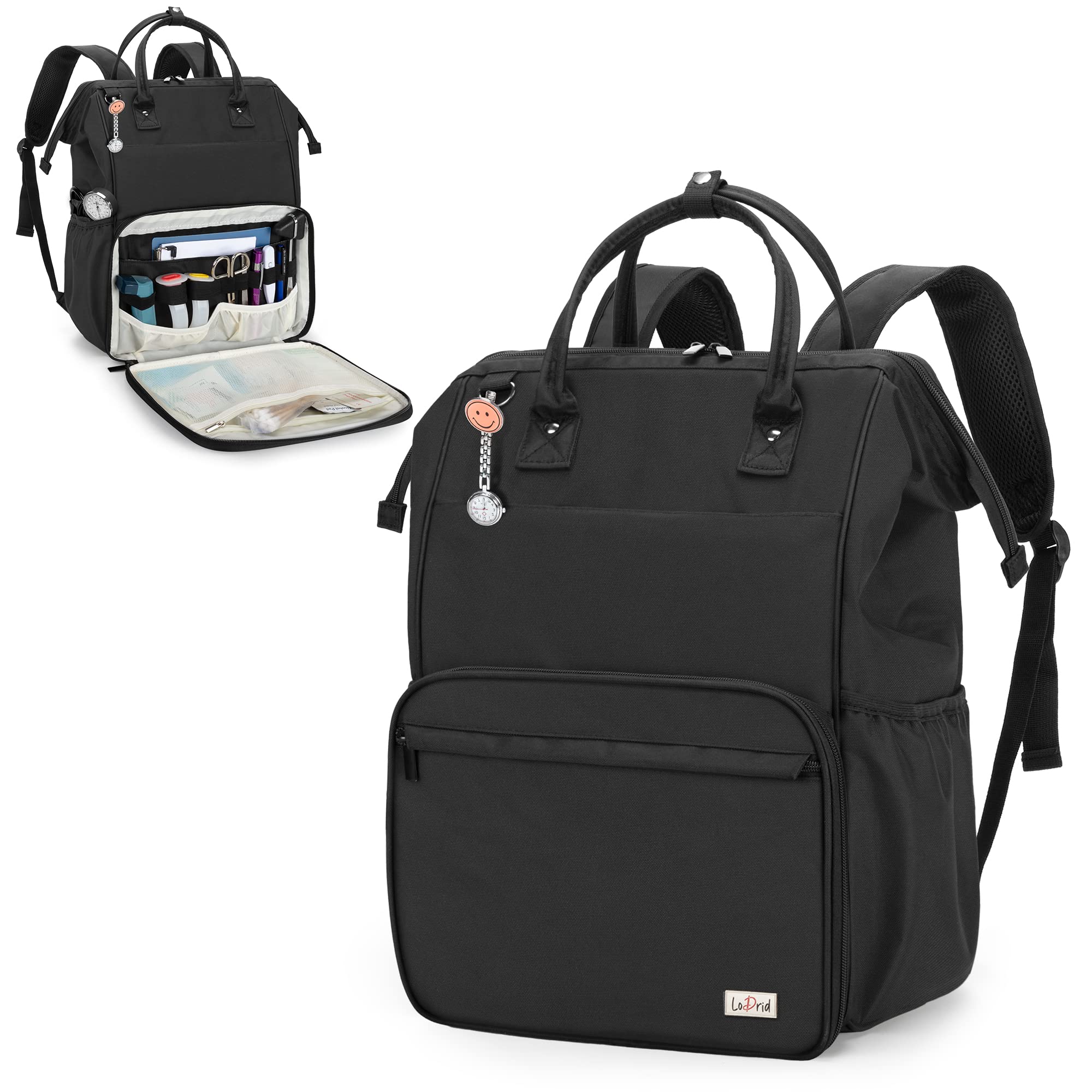 **LoDrid Heavy Duty Nurse Backpack for Men & Women - Steel Frame Top, 15.6