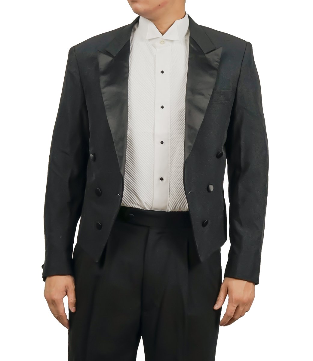 Elegant Black Tuxedo Suit for Men with Tailcoat & Pants - Formal Evening Wear for Weddings, Galas & Black Tie Events