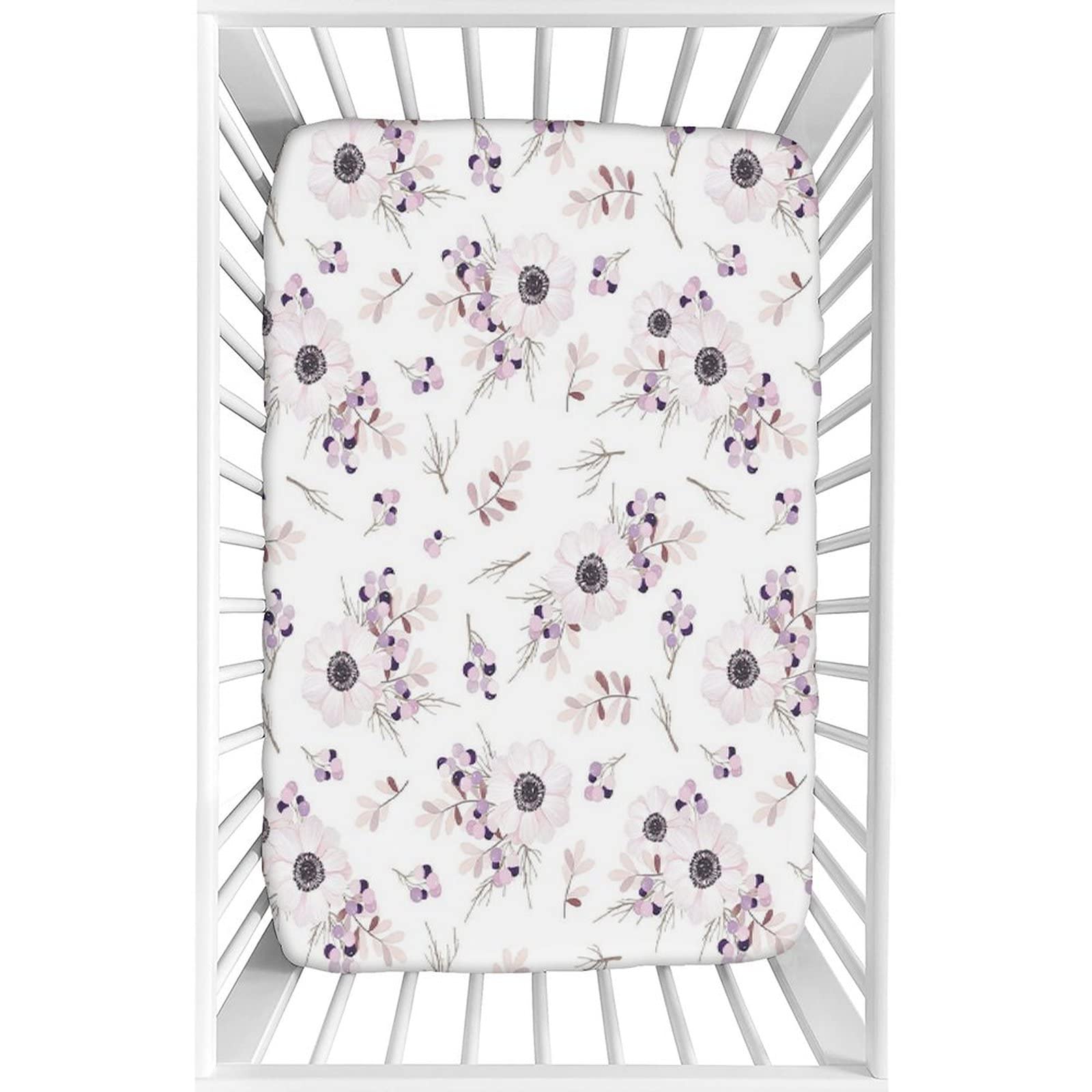 MIPSEC Floral Print Microfiber Crib Sheet - Soft Silky Fitted Toddler Mattress Cover 28