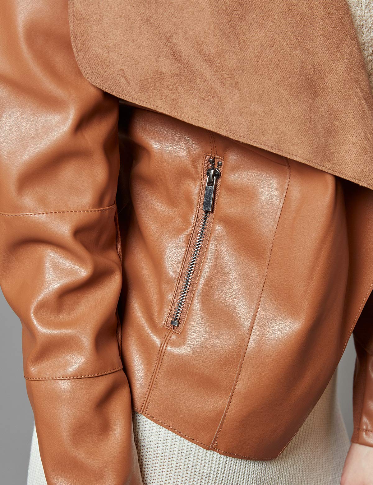 Women's Faux Leather Jacket Slim Fit Open Front Lapel Blazer - Stylish Outerwear for Work, Office & Evening Outings