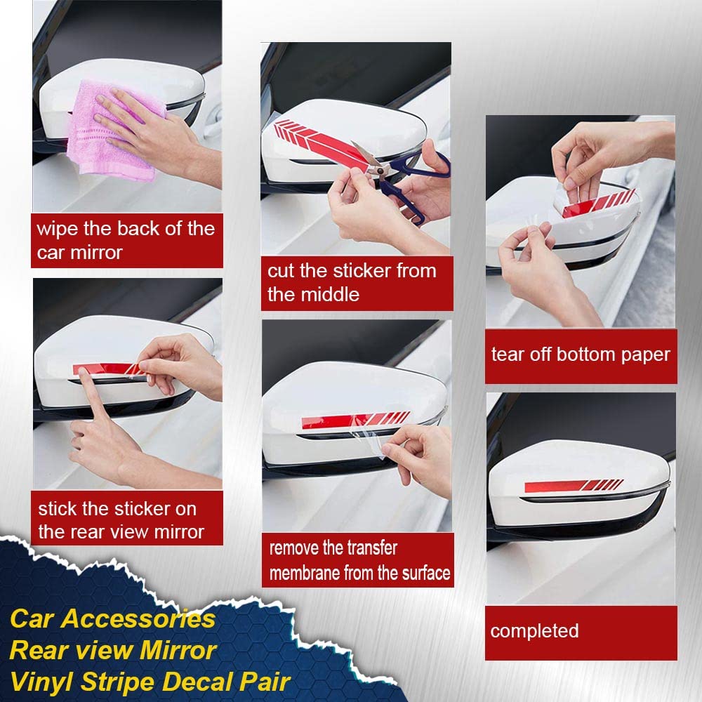 Carbon Fiber 5D Rearview Mirror Vinyl Decal Sticker - 2PCS Red Car Accessories for Enhanced Style & Protection - Perfect for Car Enthusiasts & Auto Customization