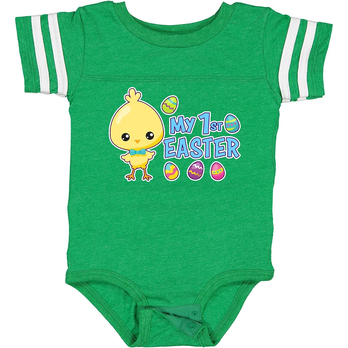 Inktastic My 1st Easter with Chick and Easter Eggs Baby Bodysuit - Cute Easter Outfit for Newborns & Infants - Perfect for Easter Photos, Family Gatherings & Holiday Celebrations